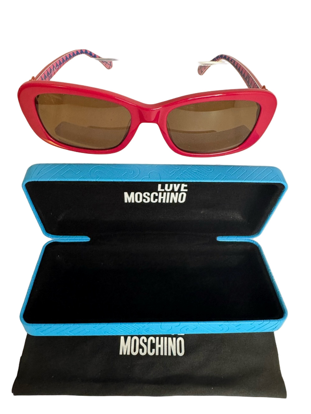 Love Moschino MOL060/S Sunglasses Fuchsia Plastic Cat Eye Frame w/ Case & Cloth